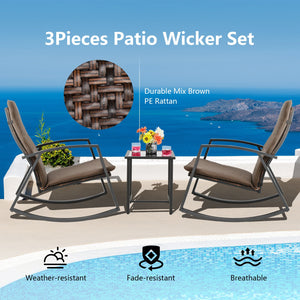 Made of high quality PE rattan and rustproof steel frame  this patio furniture set ensures long-lasting use and requires simple maintenance. Â  Comes with a breathable seat cushion with straps  you can fix or remove it easily. It is worth mentioning that 