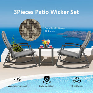 Made of high quality PE rattan and rustproof steel frame  this patio furniture set ensures long-lasting use and requires simple maintenance. Â  Comes with a breathable seat cushion with straps  you can fix or remove it easily. It is worth mentioning that 