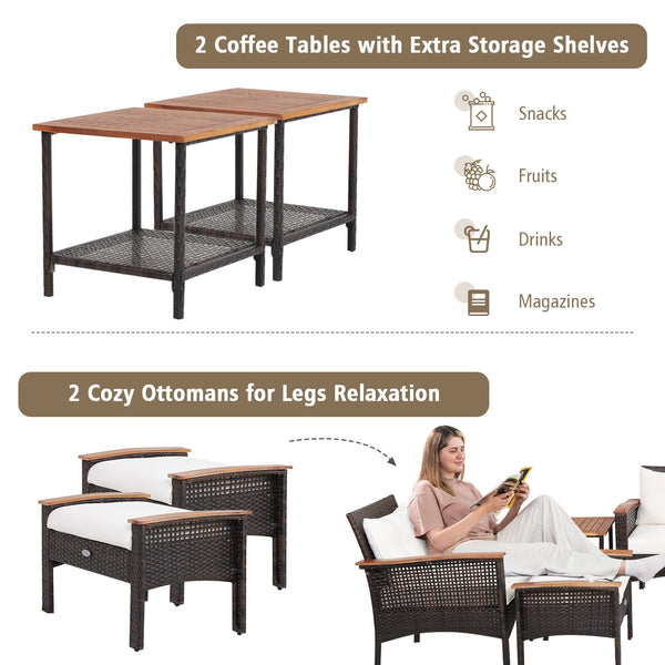Ship and arrive in 3 boxes  delivery time may vary per box <br>All screws are well packed in the first box <br>Weather-resistant mix brown PE rattan for outdoor durability <br>Ensure strong stability with a sturdy steel frame and solid acacia wood <br>The