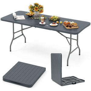 Features a weatherproof HDPE tabletop for extended outdoor use<br>Wood-like texture for more elegance<br>Honeycomb construction for added stability<br>Offers a spacious 6 x 2.5 ft tabletop for multiple food and drinks<br>Supported by robust and well-coate