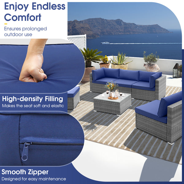 The whole patio set will be delivered in 3 packages so the arriving time may vary <br>Screw bag is in box 1 <br>Comfortable to sit with soft seat and back cushions <br>Zipper design makes the cushion covers easy to remove and wash <br>Super sturdy and hea