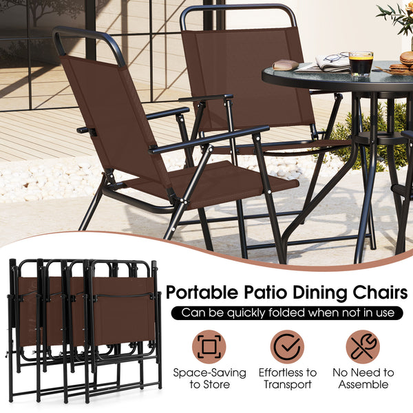 Patio dining set with umbrella is perfect for your patio  lawn and garden<br>Tempered glass tabletop and rustproof frame can stand the test of time<br>The 71" umbrella with strap design for space-saving when not in use<br>Heavy-duty steel frame and breath