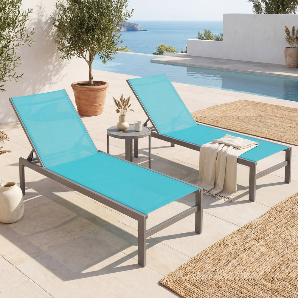 Lightweight and rustproof aluminium frame can stand the test of time<br>Premium fabric is quick-drying  breathable and durable<br>6-position adjustable recliner allows you to set a desired angle<br>This chaise lounge chair can be used completely flat<br>A