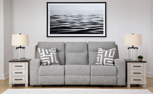  then this power reclining set is the answer. Its clean-lined profile is beautifully contemporary. High-performance fabric and plump cushioning make it so easy to comfortably kick up your heels. The adjustable Easy Viewâ„¢ headres