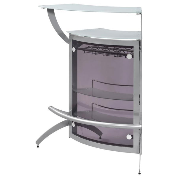 Dallas - 2-Shelf Curved Freestanding Home Bar Cabinet - Silver