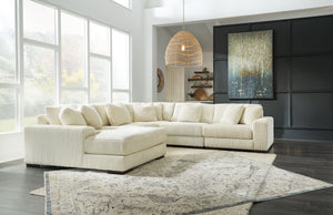 Plush and posh. Showcase your eye for on-trend texture with the statement-making cord upholstery of this sectional. Its stunningly soft fabric entices in an ivory hue, complementing contemporary color palettes. Sink into the cushions and plan to stay a wh