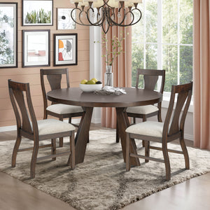 Chestnut Ridge - 5 Piece Dining Room Set (Round 47## Table & 4 Chairs) - Brown / Beige