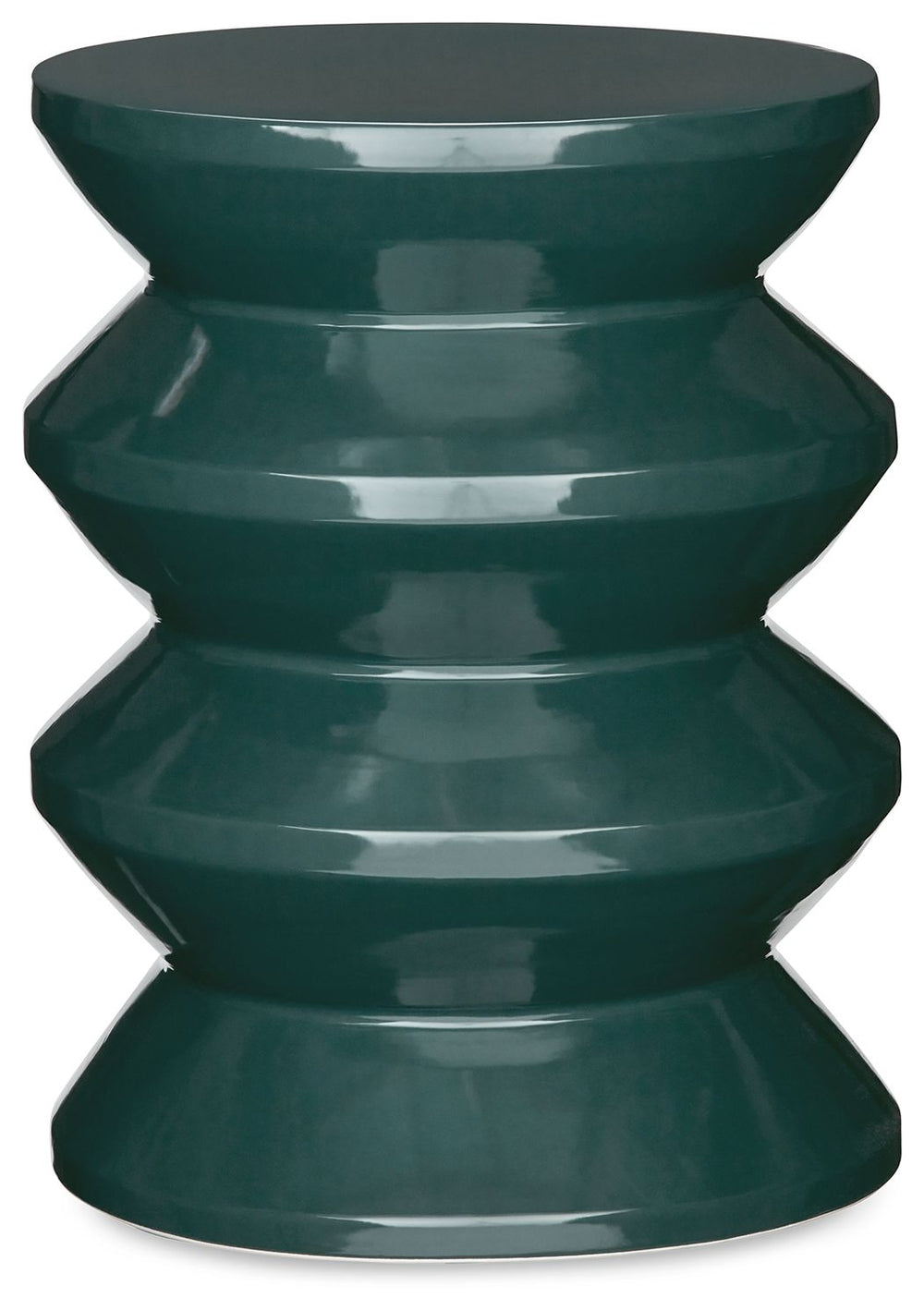 Become enamored by the bold curves of this accent stool. A teal glaze gleams against the dynamically designed ceramic piece, supporting house plants, decor or your beverage of choice in simply stunning style. This versatile piece is indoor-outdoor safe.<b