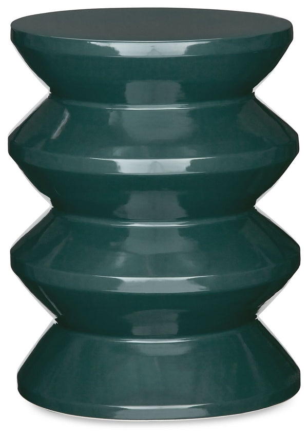 Become enamored by the bold curves of this accent stool. A teal glaze gleams against the dynamically designed ceramic piece, supporting house plants, decor or your beverage of choice in simply stunning style. This versatile piece is indoor-outdoor safe.<b