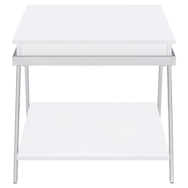 Marcia - Rectangular Side End Table - White High Gloss