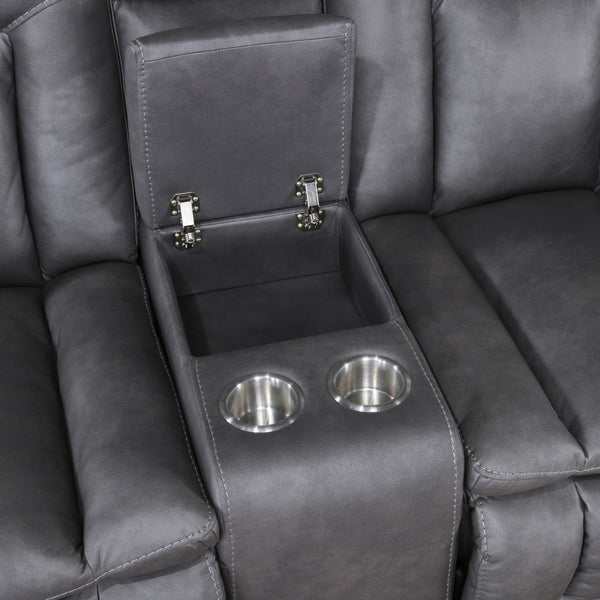 Morello - Console Loveseat With Dual Recliners - Gray
