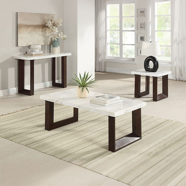 Edwyn - Coffee Table With Marble Top - White