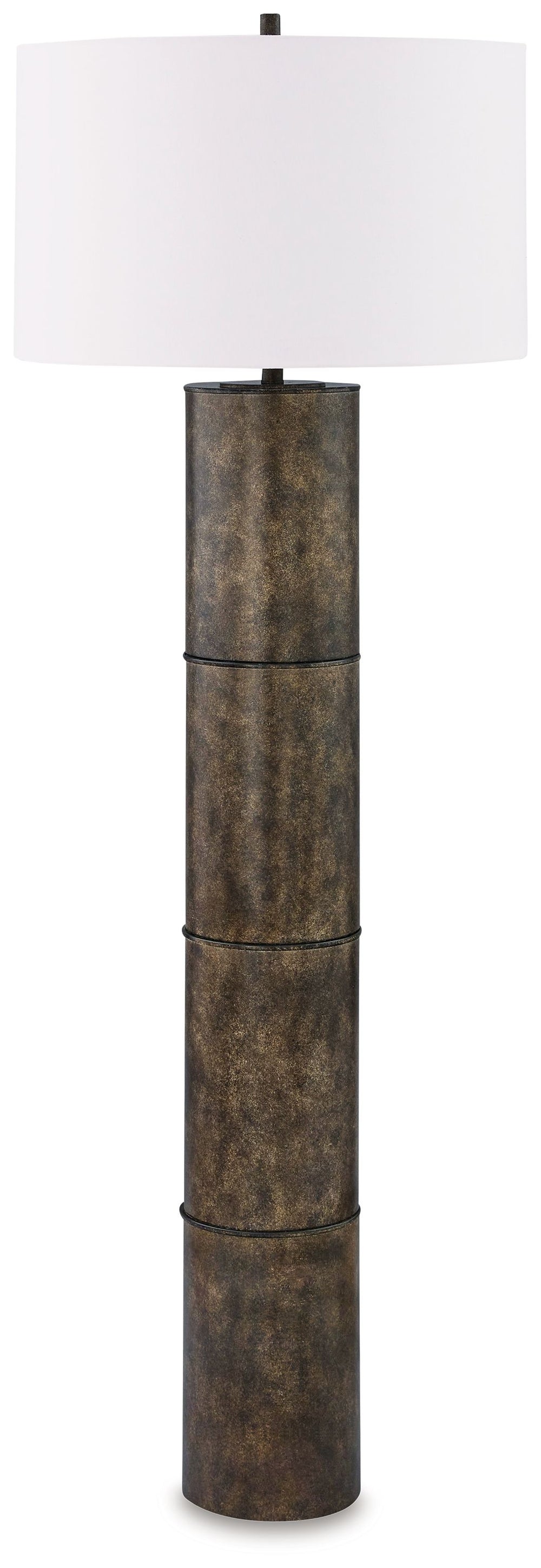 Experience the sophisticated touch of modern design in a whole new light. A dark antiqued bronze-tone finish on this metal floor lamp adds sleek refinement, allowing you to highlight your home with understated elegance. This bright idea is the right idea.