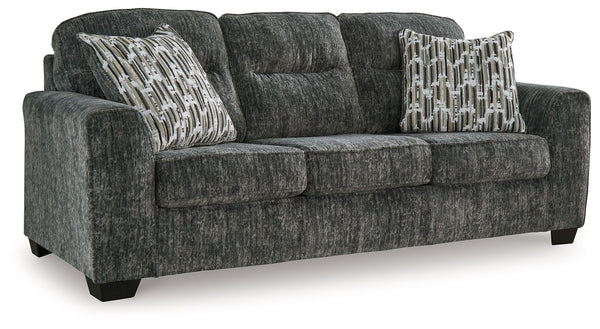  the plush upholstery and dark tri-block legs are a natural complement for so many color schemes. Accent pillows make the seating 