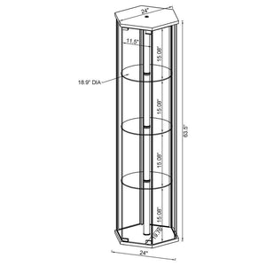 Zahavah - 4-Shelf Hexagonal Clear Glass Curio Cabinet - Black