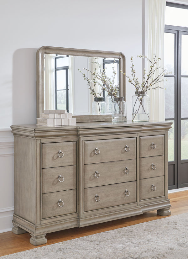  birch veneer and mdf substrate. A light gray finish enhances the natural wood grain colors for a casual look. Drawers feature dovetail construction