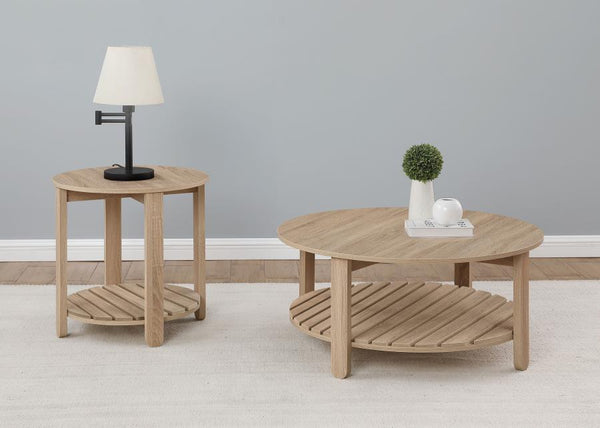 Fowler - 1-Shelf Round Engineered Wood Side End Table - Natural