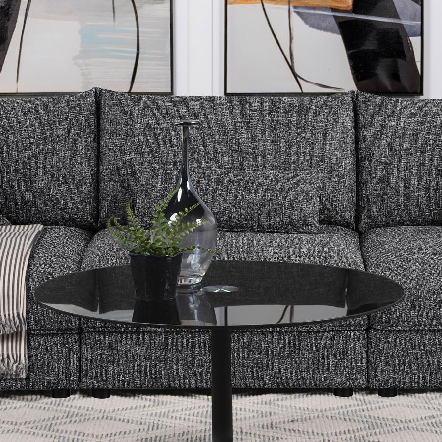 Complete your living space with the refined look and elegant simplicity of a modern modular armless chair. Alone or in a larger configuration, it features plush feather blend and foam cushions with slightly textured upholstery for a sleek look and feel. T