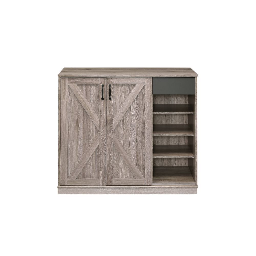 Rectangular Cabinet â€¢ Storage: LF 2 Barn Doors (Inside 5 Compartments, 4 Wooden Shelves, Adj), RF 1 Drw, 4 Open Compartment (4 Wooden Shelves, Adj) â€¢ Wooden Case Frame â€¢ Wooden Cabinet-Base (Plain Apron)<br/><br/><b>Product Features</b><ul><li>Recta