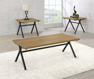  the tabletops are finished in a golden oak color. Meanwhile