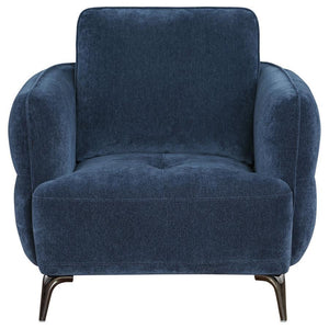  this chair offers both style and comfort. The deep blue up