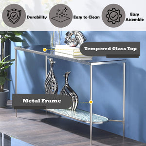 Adelrik - Accent Table - Glass & Chrome Finish