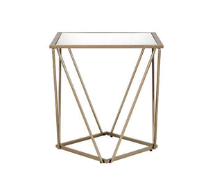  depth and distinctive visual appeal to the whole space with this modern geometric design. Square table top is paired with irregular metal base