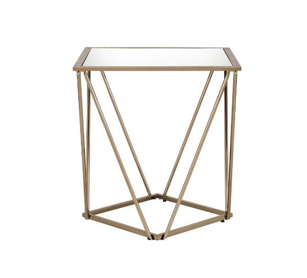  depth and distinctive visual appeal to the whole space with this modern geometric design. Square table top is paired with irregular metal base