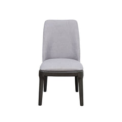 Attract attention to your dining room with the Madan side chair. Featuring a stunning light gray upholstery and walnut finish wood legs, this chair is both durable and stylish, complementing your contemporary home decor theme while guaranteeing to withsta