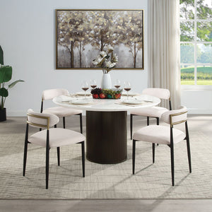 Jaramillo - Side Chair (Set of 2) - Beige Fabric & Black Finish