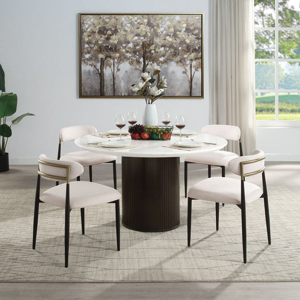 Jaramillo - Side Chair (Set of 2) - Beige Fabric & Black Finish