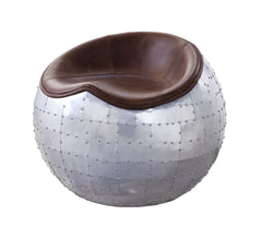 With its whimsically round aluminum base, the Brancaster ottoman is a unique accent seat that will look great in any room. The padded seat is upholstered in top grain leather, and comes in four color options: retro brown, antique ebony, antique red, and a