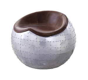 With its whimsically round aluminum base, the Brancaster ottoman is a unique accent seat that will look great in any room. The padded seat is upholstered in top grain leather, and comes in four color options: retro brown, antique ebony, antique red, and a