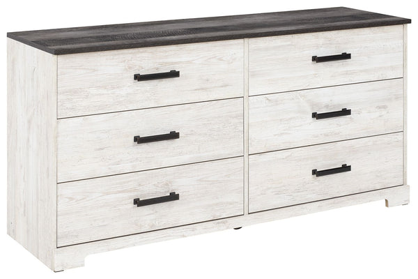 Give provincial a new meaning with the chic look of this dresser. A two-tone finish keeps this piece light and fresh, while the warm pewter-tone hardware adds an industrial touch. The dresser-'s distressed whitewashed body adds a delightfully homespun cha