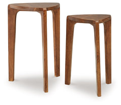 This accent table set brings beautiful versatility to your contemporary living room. Stage the tables as a nesting pair to create the look of a dynamically layered coffee table. Place next to your favorite sofa or chair to keep sofa-side essentials within