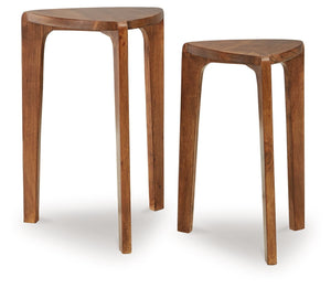 This accent table set brings beautiful versatility to your contemporary living room. Stage the tables as a nesting pair to create the look of a dynamically layered coffee table. Place next to your favorite sofa or chair to keep sofa-side essentials within