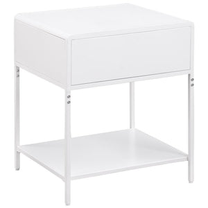 Amherst - 1-Drawer Radio Weave Rattan Metal Side Table - White