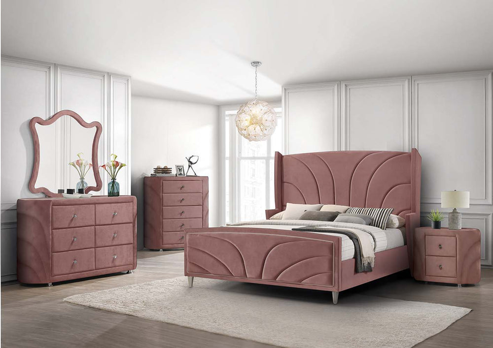 The Salonia velvet upholstered bed will make any room more appealing with its Art Deco-inspired design. This is a beautiful, tufted platform bed, available in three gorgeous colors - black, blue, and gray. The padded bed is filled with foam to add extra c
