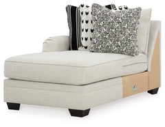 This left-arm facing corner chaise is made with polyester/linen/viscose upholstery. Pairs with other items in the series to make a sectional.<br><br><b>Additional Dimensions</b><br><ul><li>Arm height: 27-"</li><li>Seat depth: 50-"</li><li>Seat height: 21-