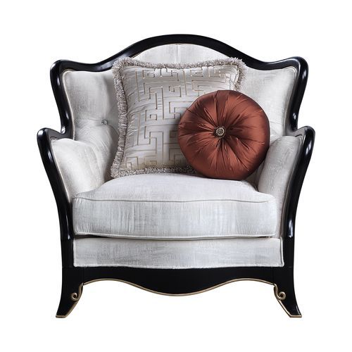 Popularized the Louis XV-era, cabriole style furniture creates a regal look, with its exposed wooden frame, and tight cushioning. This formal Nurmive collection adds a sense of provincial elegance in neutral beige upholstery. The backrests are enhanced wi
