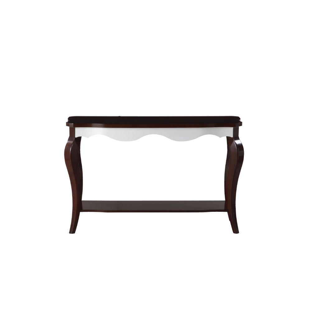 KD, Rectangular Leg Sofa Table â€¢ NO Storage (Open Base) â€¢â€¢ CONSTRUCTION â€¢â€¢ Wood Top & Scrolled Apron: Walnut Top & White Apron (Fixed Top) â€¢ Wood Cabriole Leg: Walnut Finish â€¢<br/><br/><b>Product Features</b><ul><li>Case: 1Pc/1Ctn</li><li>Fi