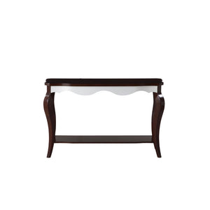 KD, Rectangular Leg Sofa Table â€¢ NO Storage (Open Base) â€¢â€¢ CONSTRUCTION â€¢â€¢ Wood Top & Scrolled Apron: Walnut Top & White Apron (Fixed Top) â€¢ Wood Cabriole Leg: Walnut Finish â€¢<br/><br/><b>Product Features</b><ul><li>Case: 1Pc/1Ctn</li><li>Fi