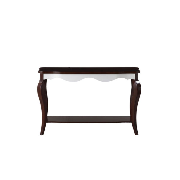 KD, Rectangular Leg Sofa Table â€¢ NO Storage (Open Base) â€¢â€¢ CONSTRUCTION â€¢â€¢ Wood Top & Scrolled Apron: Walnut Top & White Apron (Fixed Top) â€¢ Wood Cabriole Leg: Walnut Finish â€¢<br/><br/><b>Product Features</b><ul><li>Case: 1Pc/1Ctn</li><li>Fi