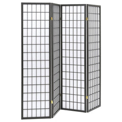Fresh modern style brings a fun and functional addition to any space. Make this folding screen a staple in a modern living area or a commercial venue in need of privacy screens. With a linear grid design, it reflects a contemporary motif. Four hinged scre