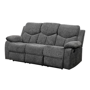 Upholstered in velvety gray chenille, the Kalen motion sofa set is not only supremely comfortable, but also durable. This is great news because once you sink into one of these pillowy seats, you wonâ€™t want to get up! The tight back and seat cushions and