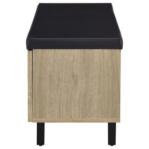 Brixton - 2-Door Padded Entryway Shoe Storage Bench - White Oak