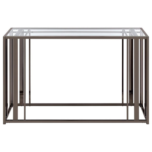 Adri - Glass Top Entryway Sofa Console Table - Black Nickel