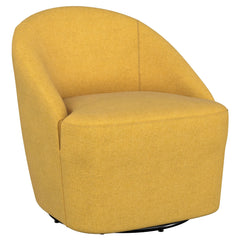 Upgrade your living room or den with the cozy, modern character of an upholstered accent chair. It swivels, encouraging conversation and offering versatility in a multifunctional living space. The chair is a take on a classic club silhouette, featuring a 