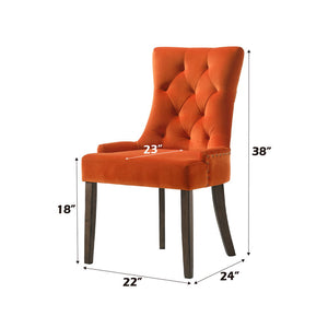 Farren - Side Chair (Set of 2) - Orange Velvet & Espresso Finish