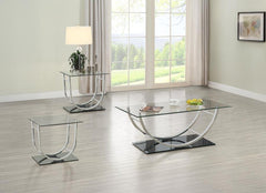 Danville - 3 Piece Glass Top Coffee And End Table Set - Chrome